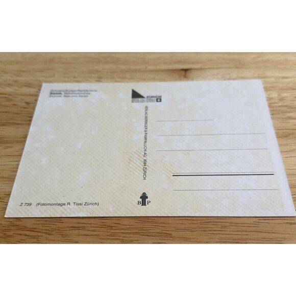 Vintage Swiss Postcard Featuring Zurich's Iconic Skyline & Swiss Flag SKU 0331 - Picture 4 of 4